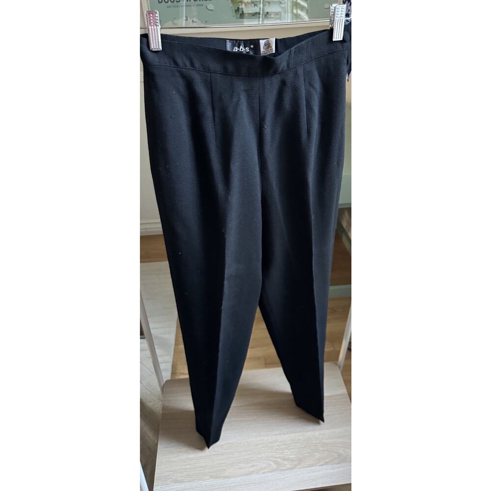 VTG Y2K Black ABS ALLEN B SCHWARTZ Dress Pant Legging 100% Wool Sz 4 Work